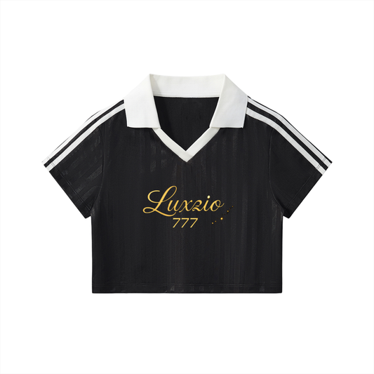 Contrast Collar Striped Cropped Jersey