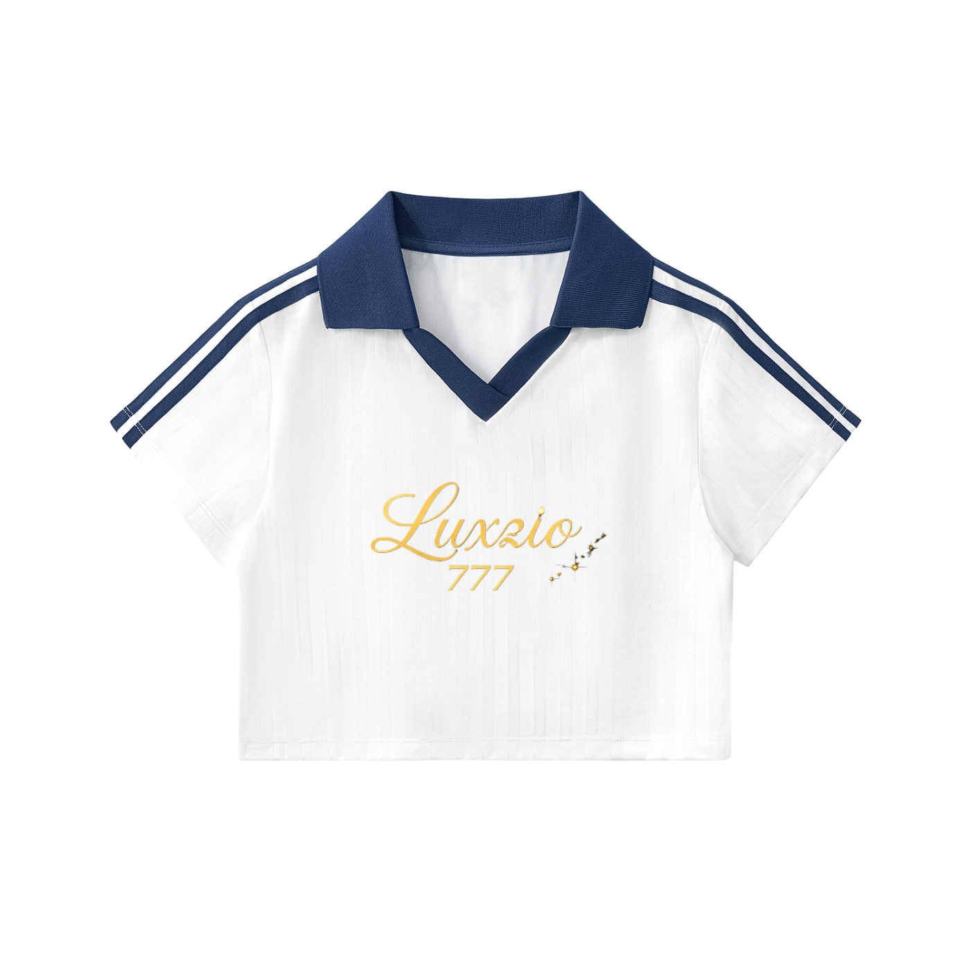 Contrast Collar Striped Cropped Jersey