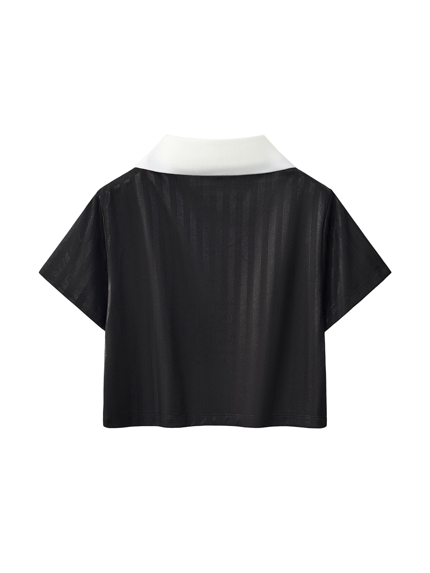 Contrast Collar Striped Cropped Jersey